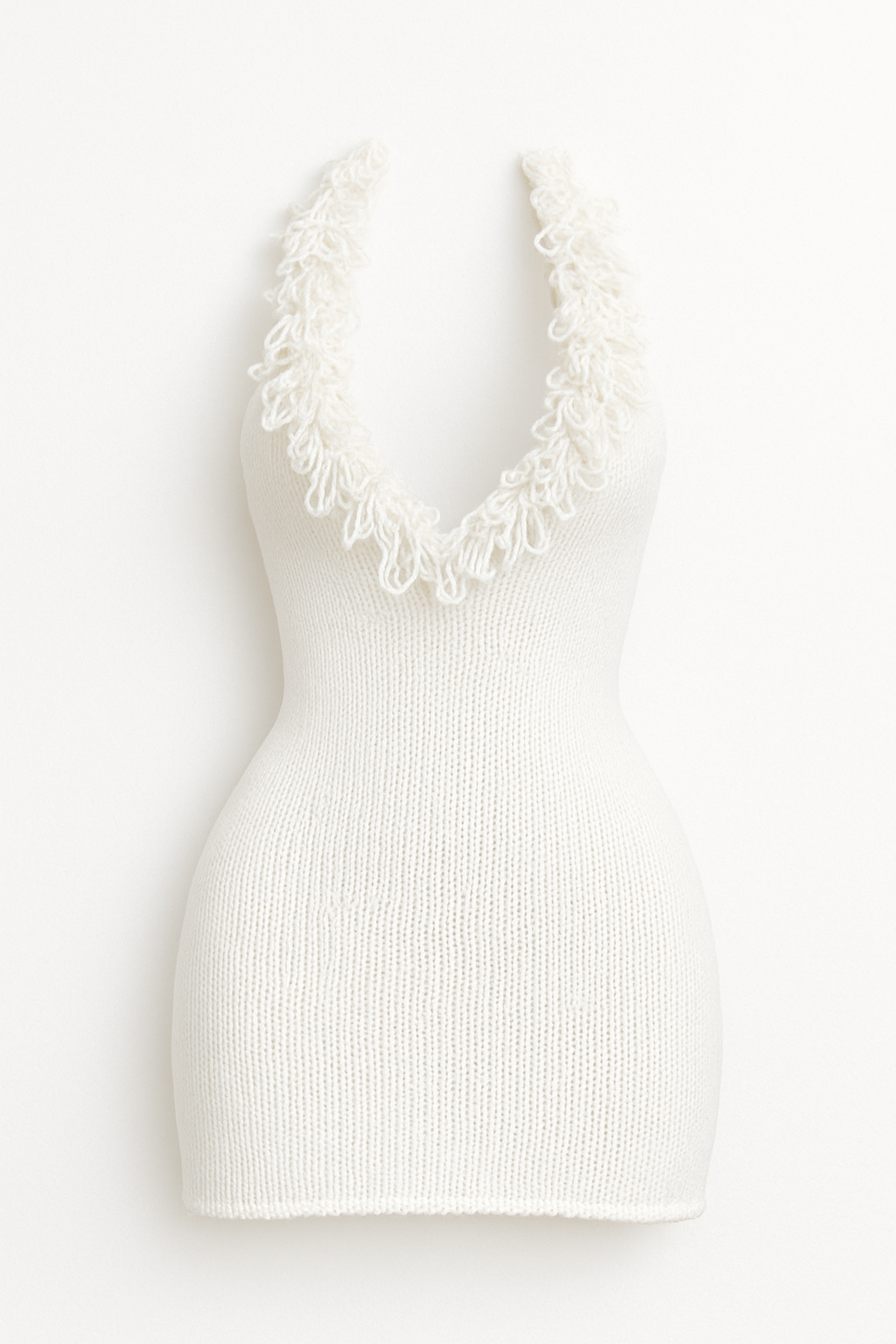 Ivory Fringe Fantasy Knit Mini Dress